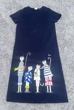 Vtg CITE Maxi Dress Womens XL Nautical Sailor Cats USA Made Crazy Cat Lady